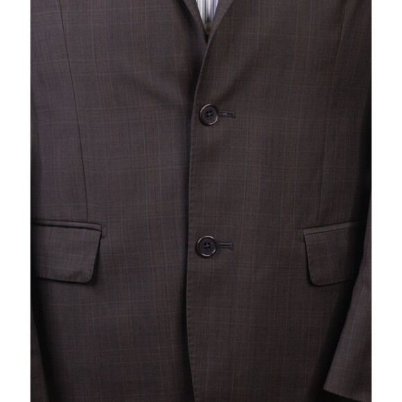 Lanificio A. Rodina Pronto Uomo brown Wool Plaid Blazer  Sz 40R Super 120s - Picture 9 of 15